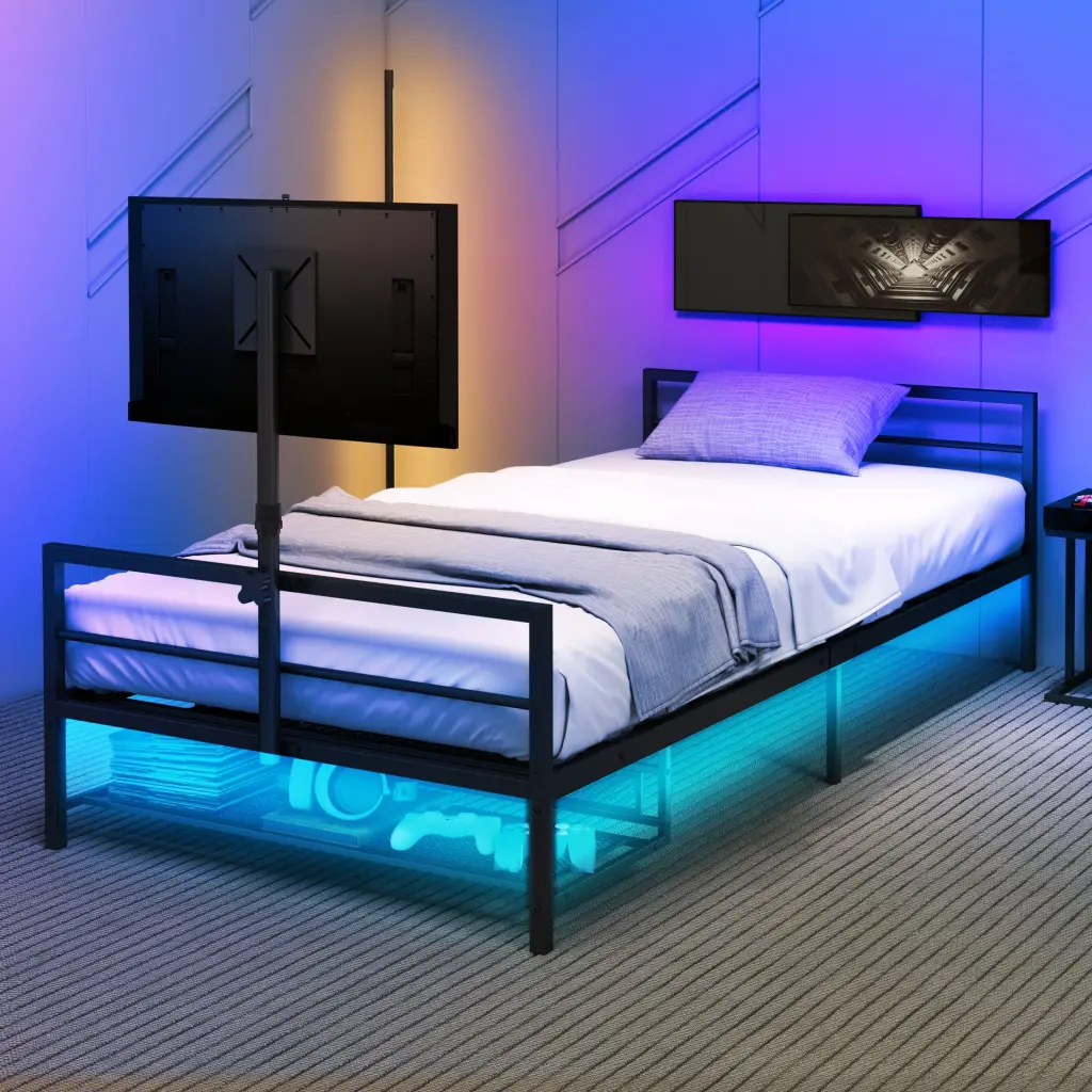 Gaming Bed Rotating TV Mount Metal Mesh Frame Vented Console rnb