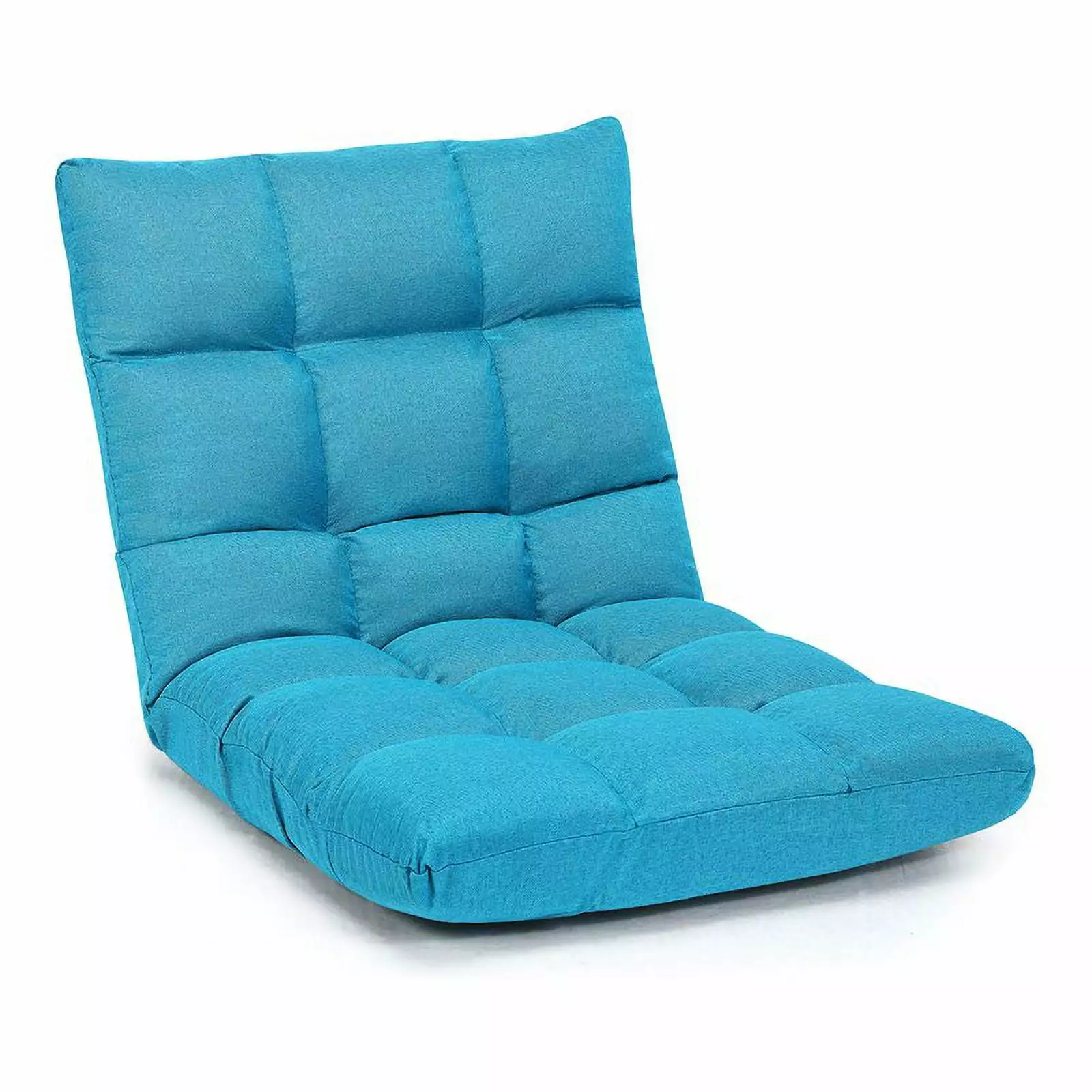 Pemberly Row Cotton Adjustable 14-Position Floor Gaming Sofa Chair Peacock Blue