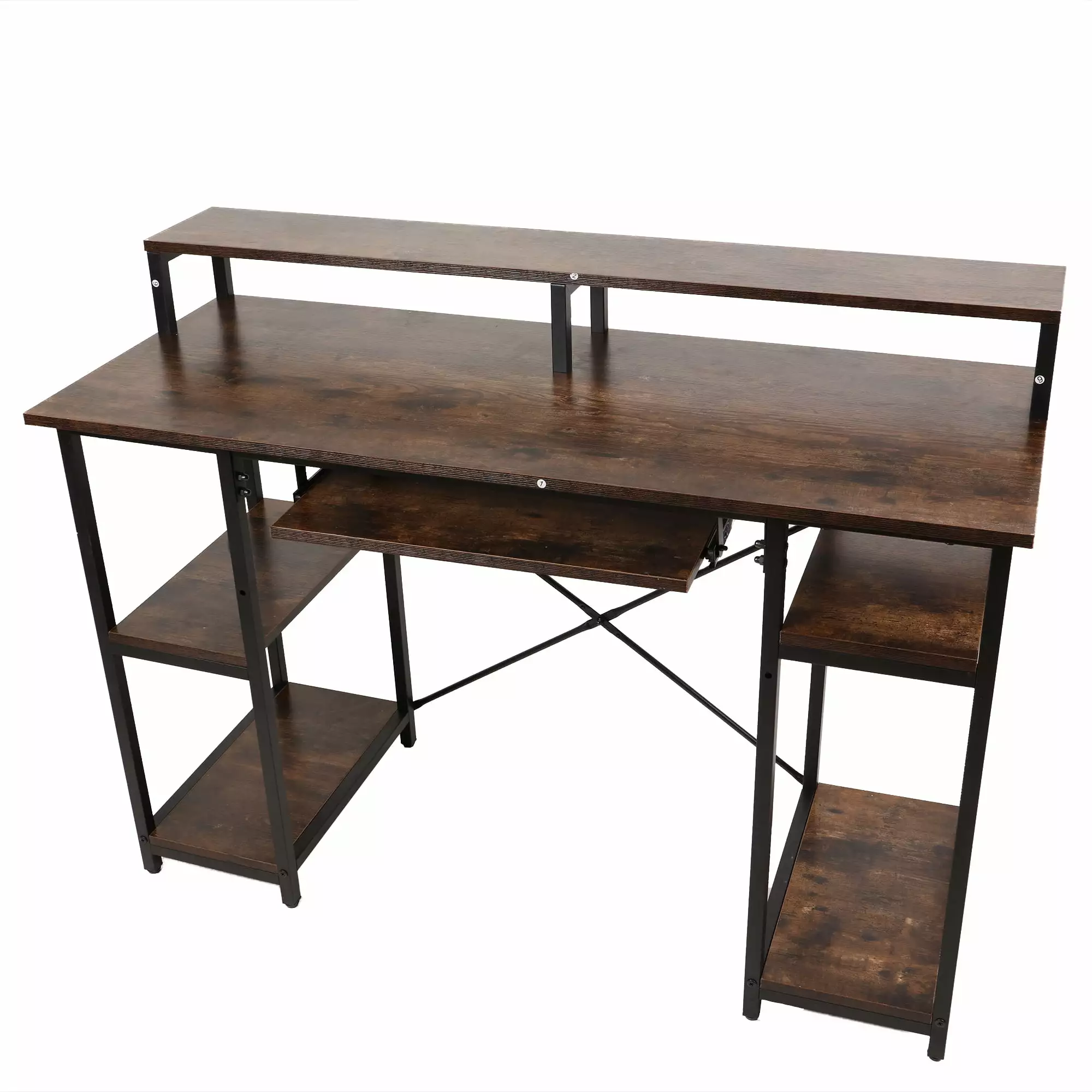 Computer Desk Shelves Gaming Writing Desk Study PC Table Workstation Storage Office Bedroom Auccyt