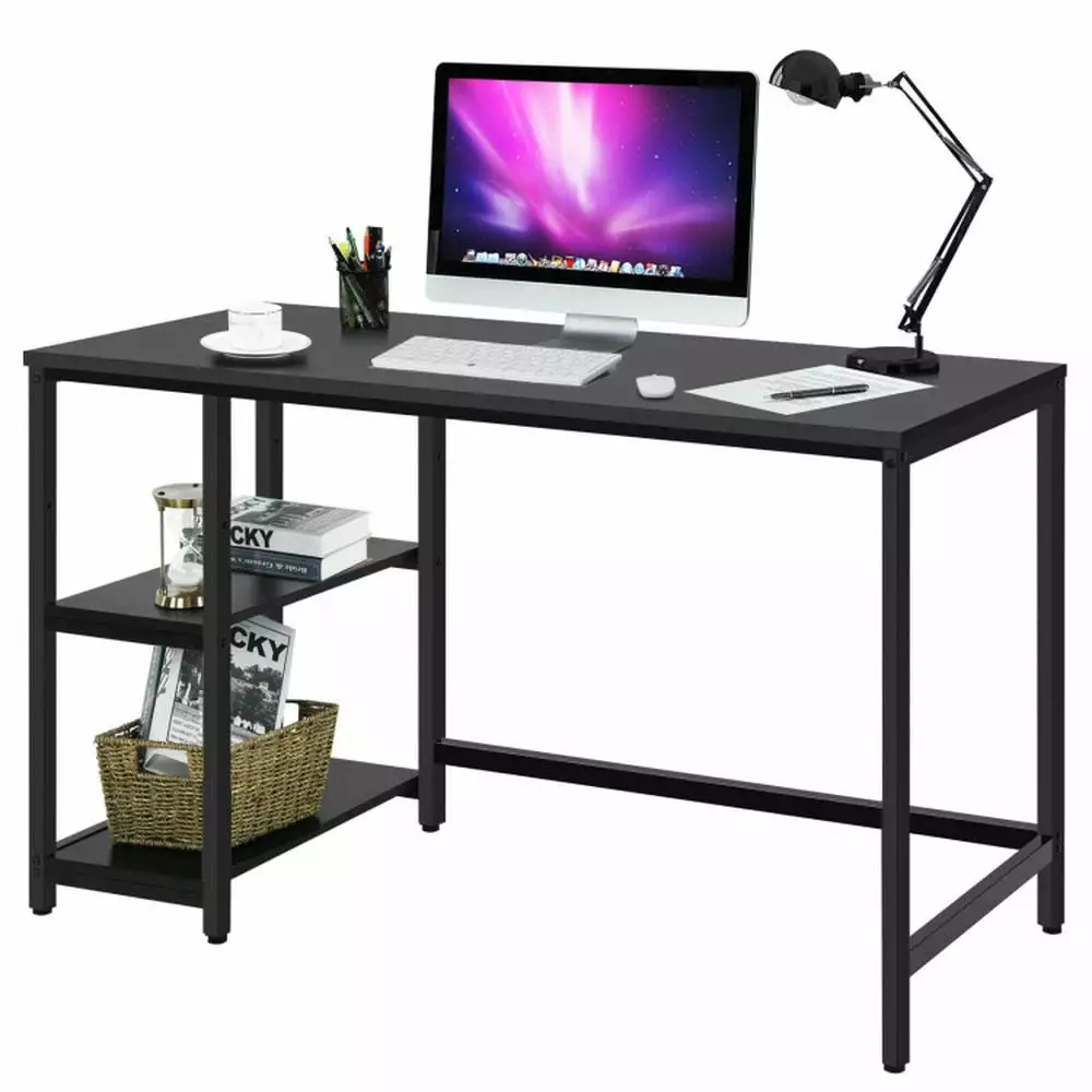 Canddidliike 47 Inch Computer Desk Office Study Table Adjustable Shelf Black Gaming Workstation
