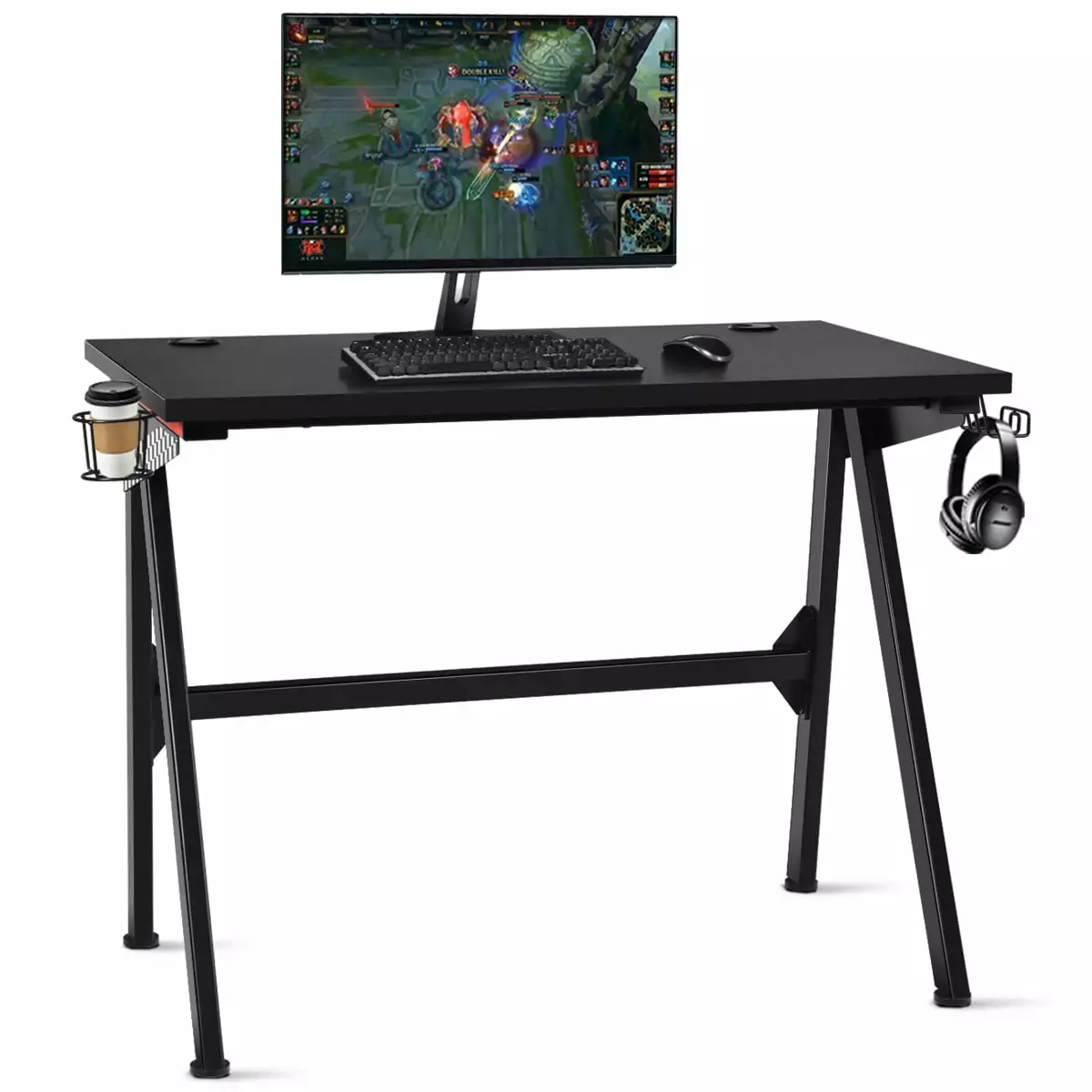 Costway Gaming Desk Home Office PC Table Computer Desk Cup Holder and Headphone Hook