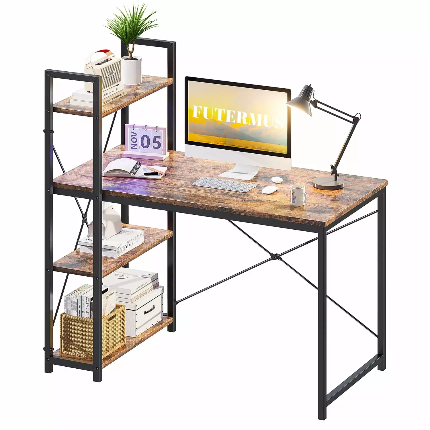 Computer Desk LED Lights - Office Desk Small Spaces - Gaming Desk Storage DLPIN