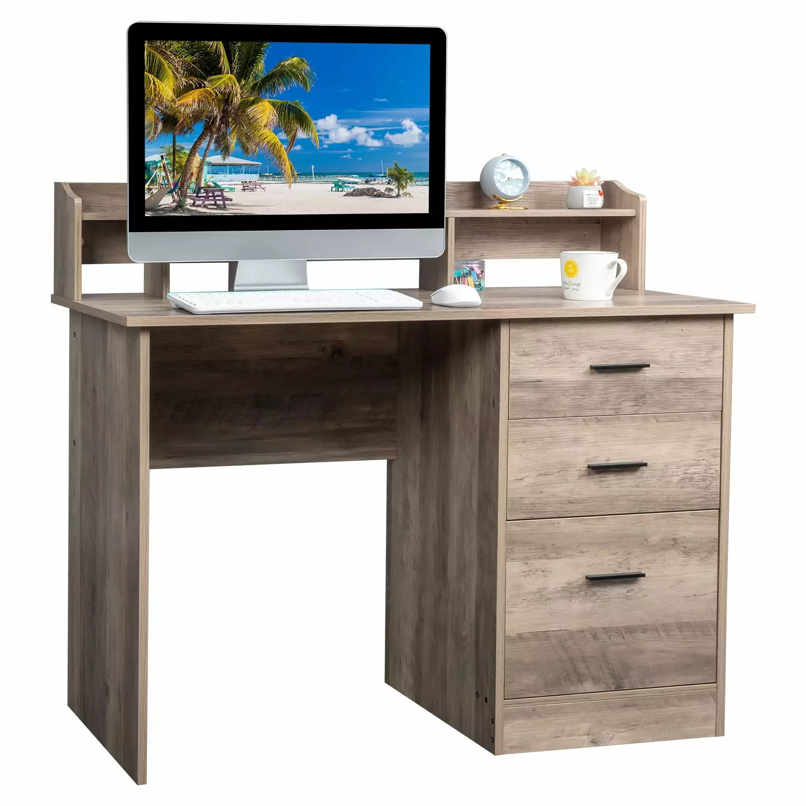 UBesGoo Computer Gaming Desk Desktop Storage Rack and Anti-slip Separator Oak 3 Drawers FCH