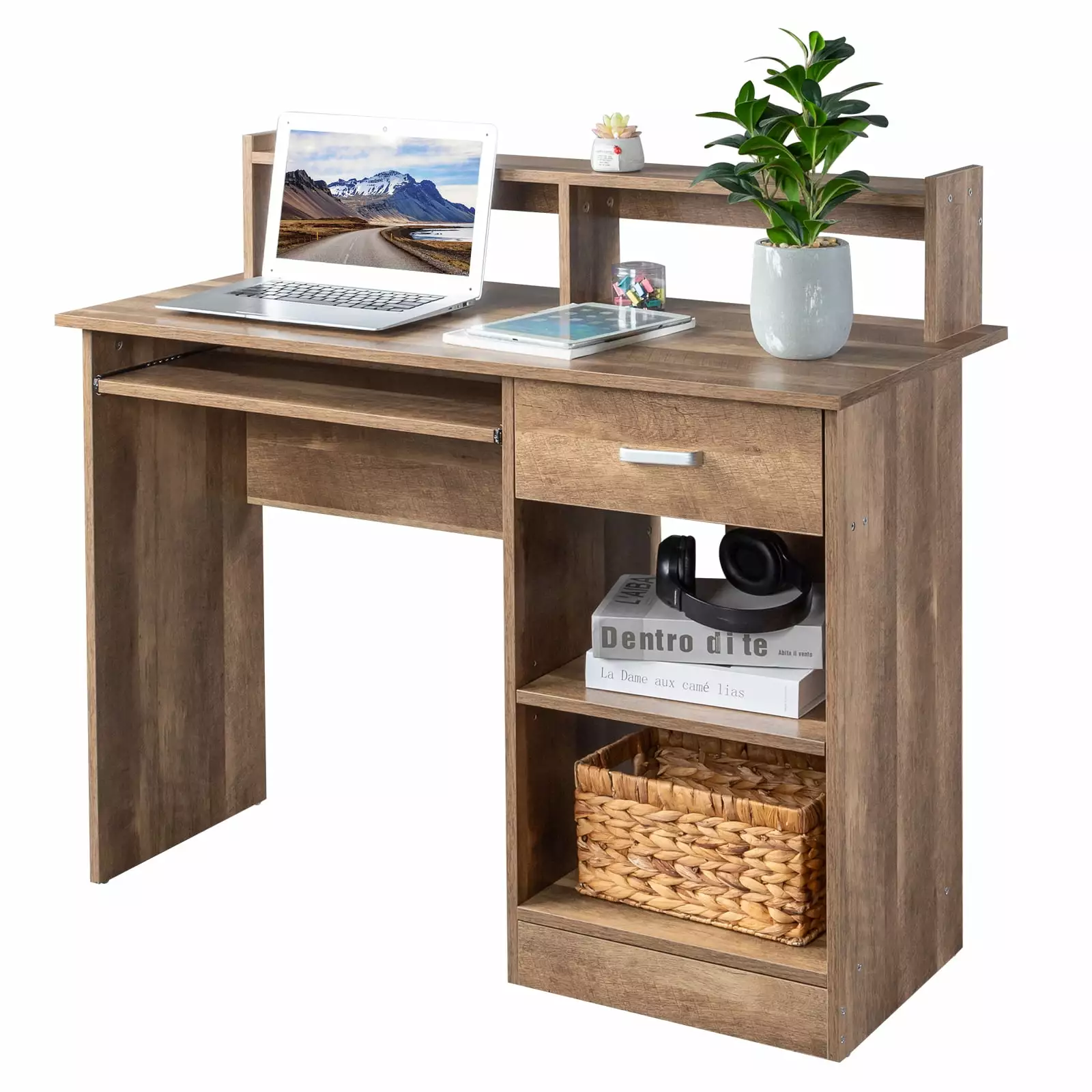 UBesGoo Computer Gaming Desk Desktop Storage Rack Adjustable Shelf Cabinet Drawer FCH