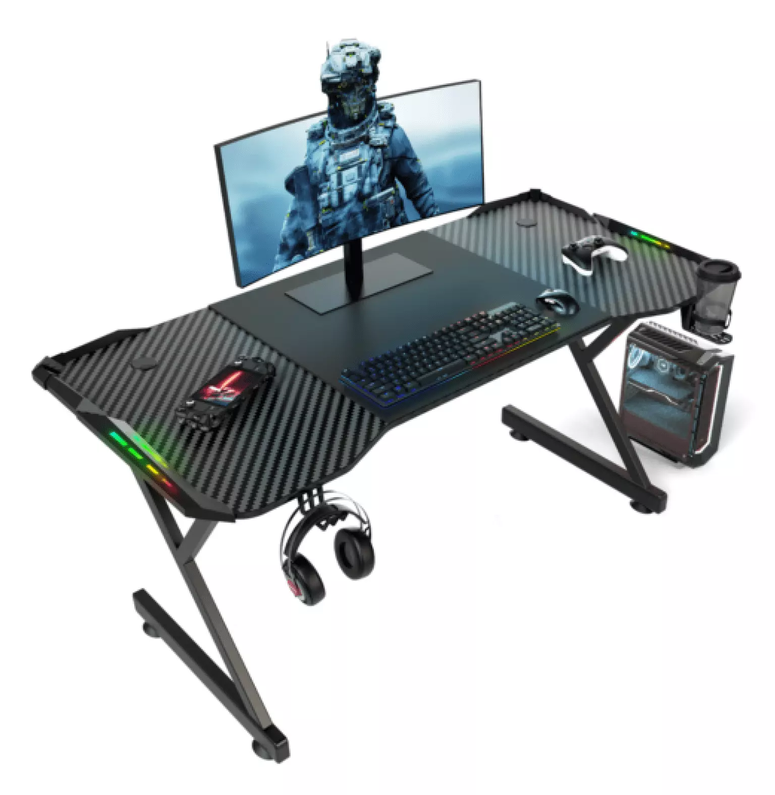 FENG20 47 Inch Gaming Desk Ergonomic Computer Table Gamers