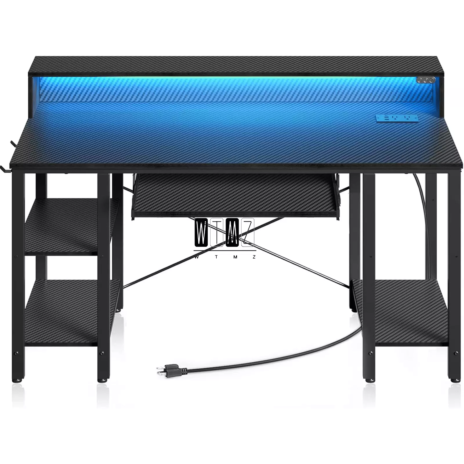 FHWM 47 Inch Computer Table LED Lights and Power Outlet Gaming and Home Office FHWM-HZH