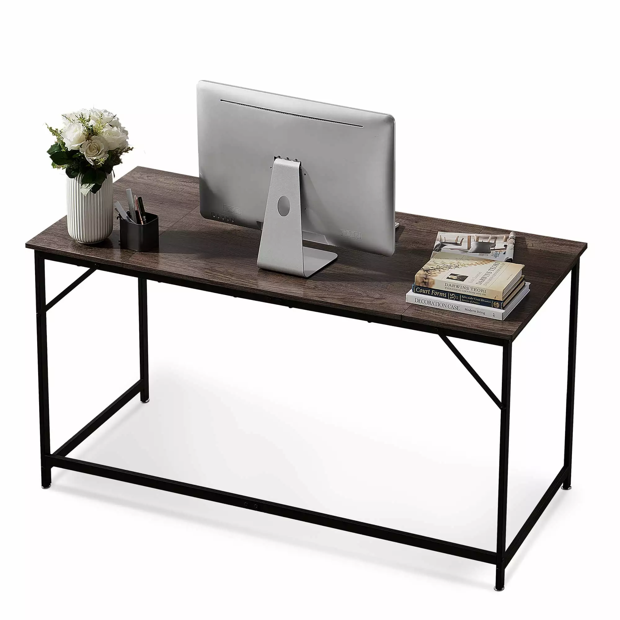 Ivinta 29.5 inch Wooden Writing Study Desk Gaming Computer Desk Black Metal Frame Ivinta Furniture
