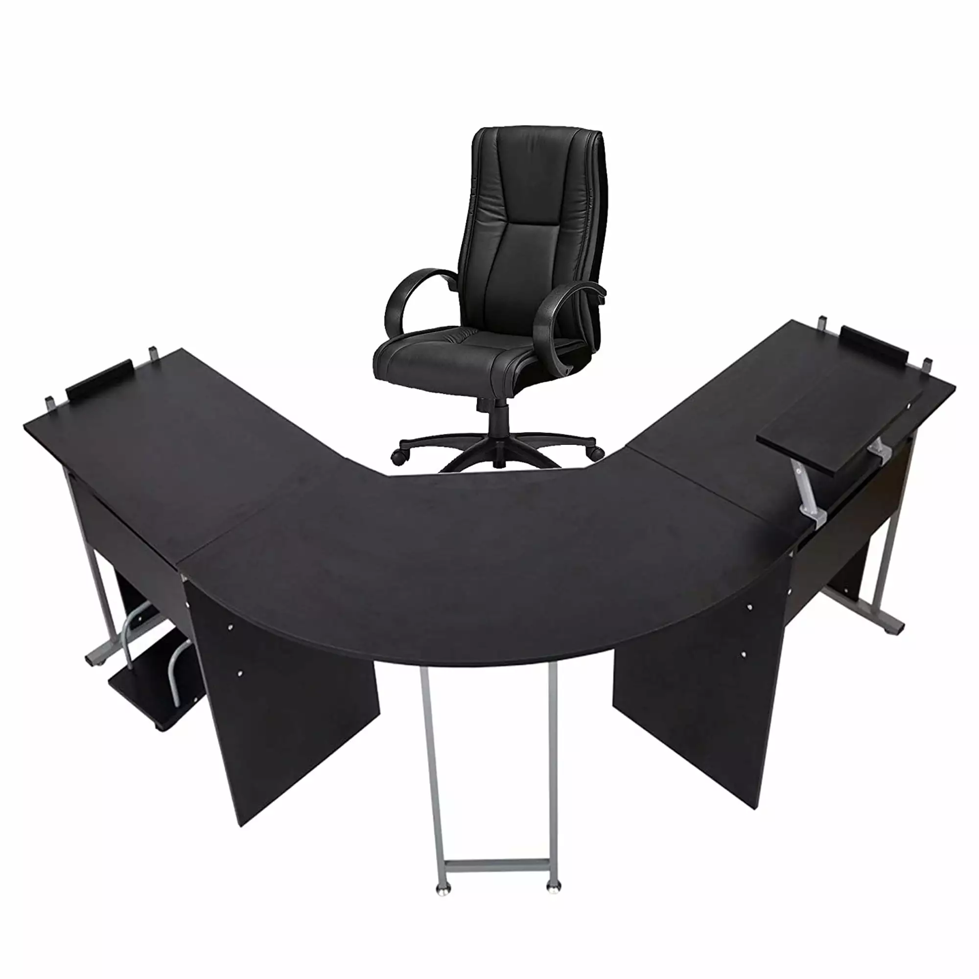 KARMAS PRODUCT 71 Inch L-Shaped Gaming Desk Large Wood Curved Corner Office Desk