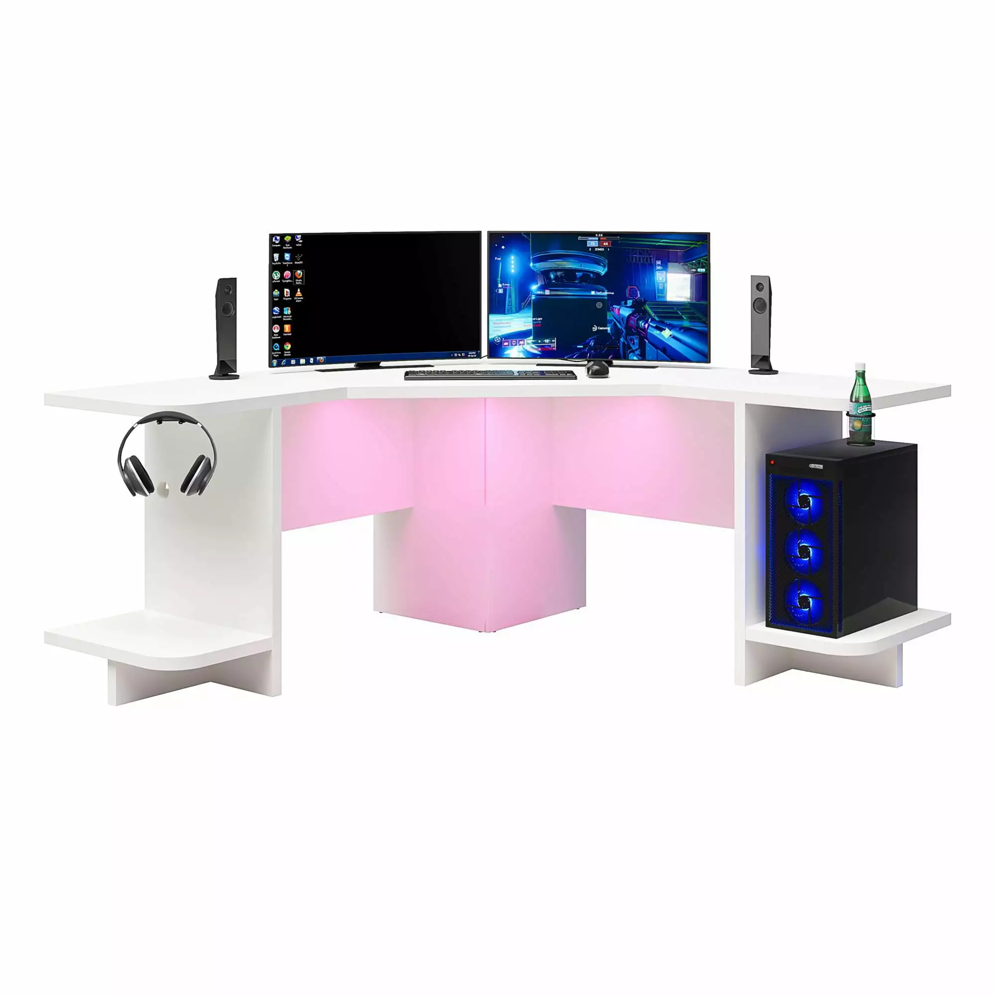 NTense Mod Corner Gaming Desk LED Light Kit White Gamers