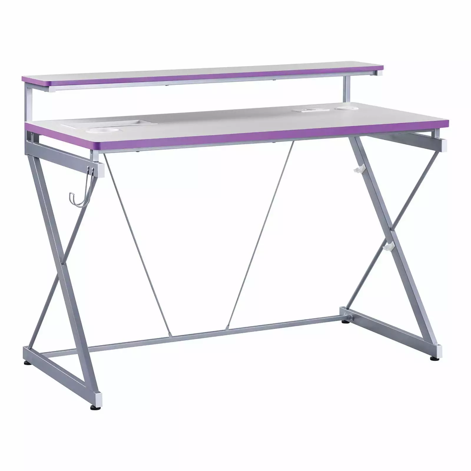 Emulator Battlestation Gaming Desk Engineered Wood Purple Frame OSP Home Furnishings