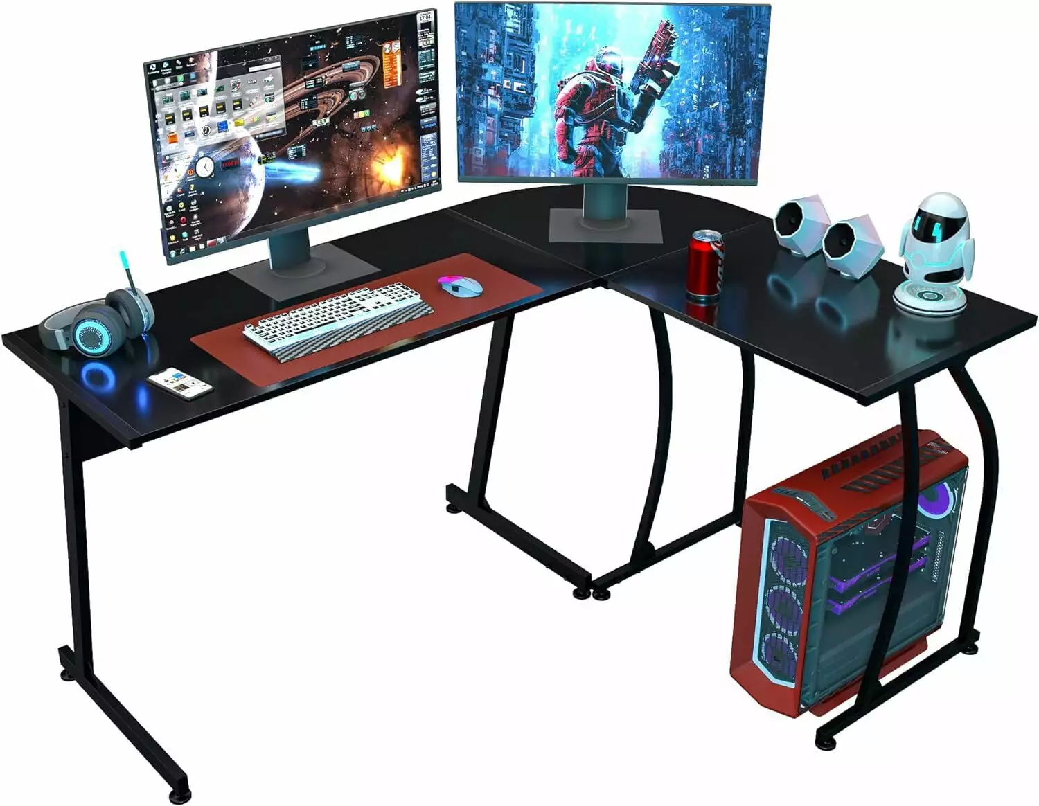 58 L-Shaped Gaming Desk Corner Computer Desk PC Laptop Study Table Workstation - Ergonomic Design UNBRAND