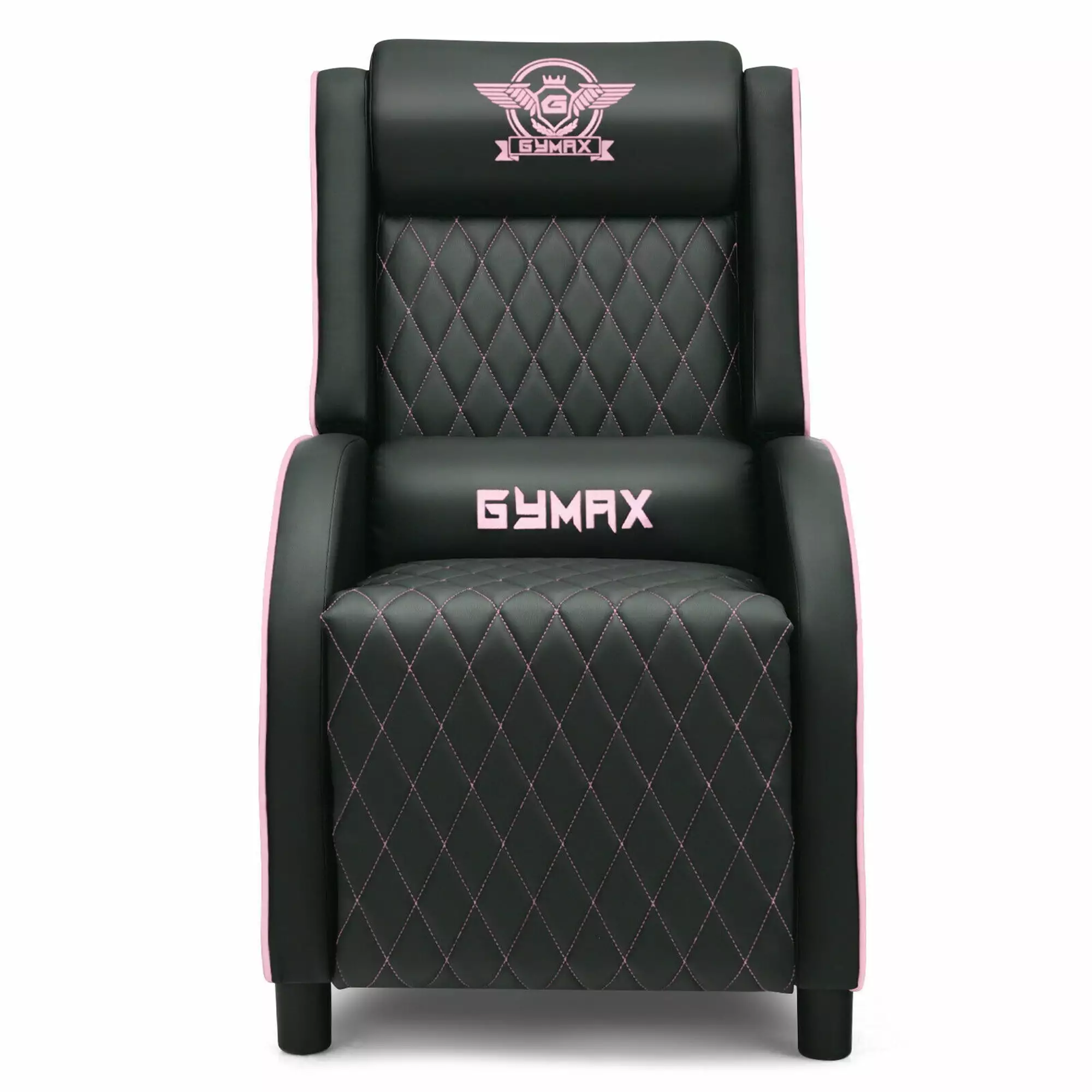 Gymax PU Leather Single Sofa Massage Gaming Recliner Chair Pink