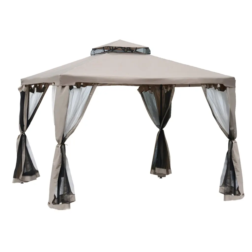 Outsunny 9.6x9.6 Foot Patio Gazebo Outdoor Canopy Shelter 2 Tier Roof aosom business