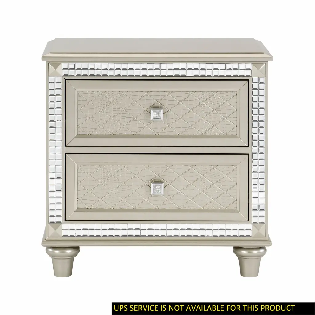 Glamorous Style Bedroom Furniture 1PC Nightstand 2 Drawers Champagne Finish kanepe