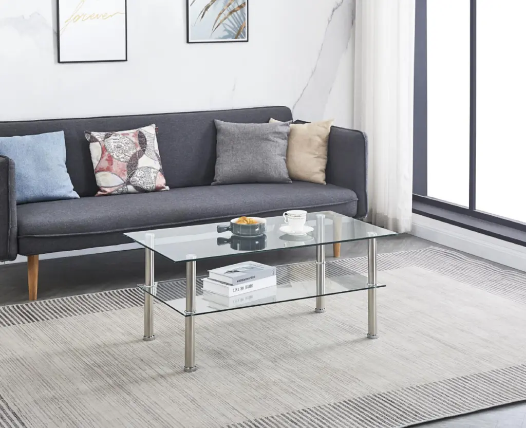 Clear Tempered Glass Coffee Table Living Room rnb