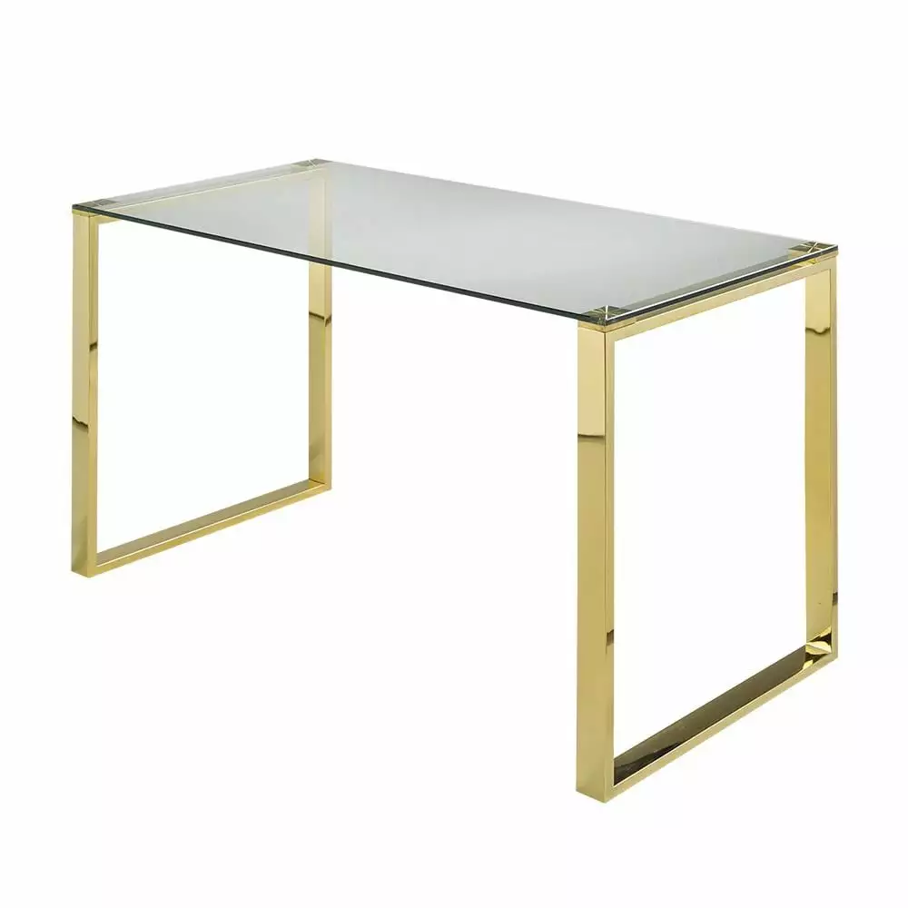Uptown Club Wise Gold Glass Writing Desk - Luxurious Modern Office Furniture