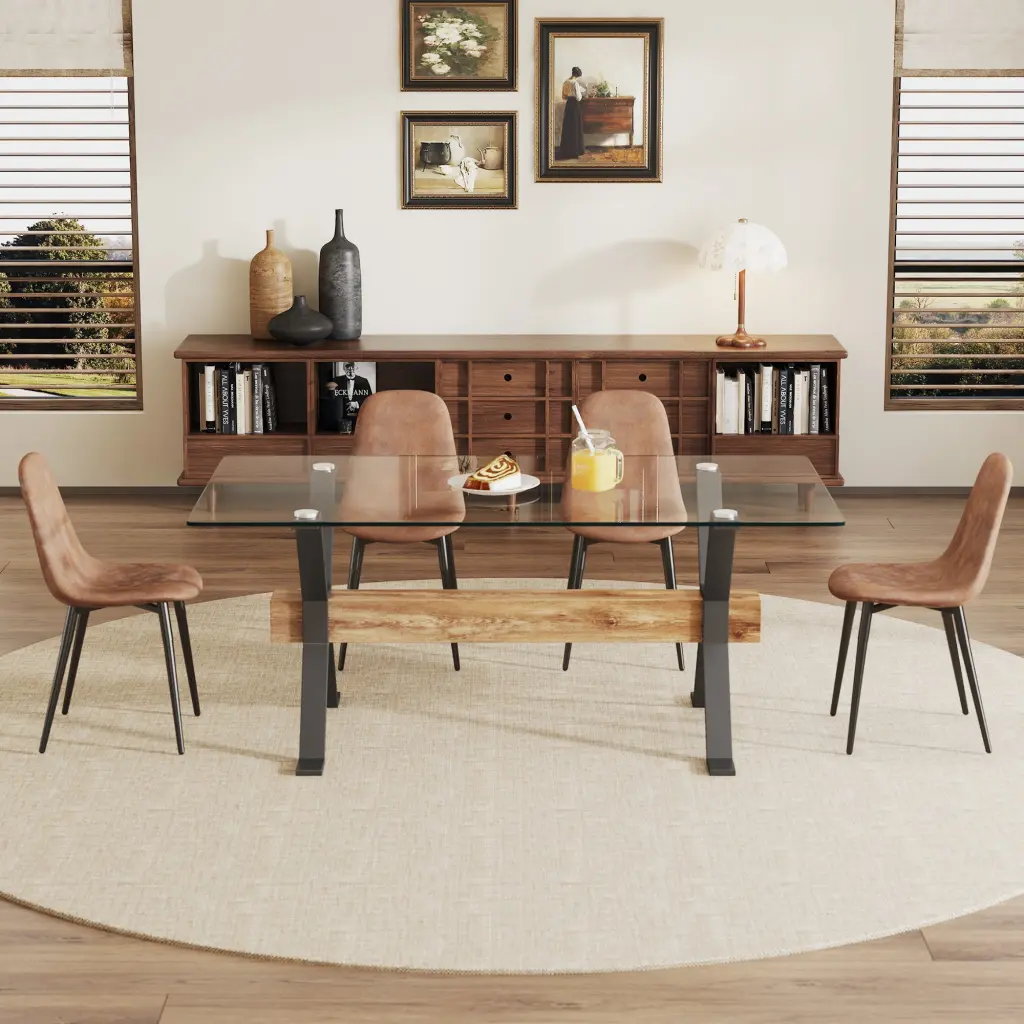 Modern Tempered Glass Dining Table Large Office Conference Table droom w-1151