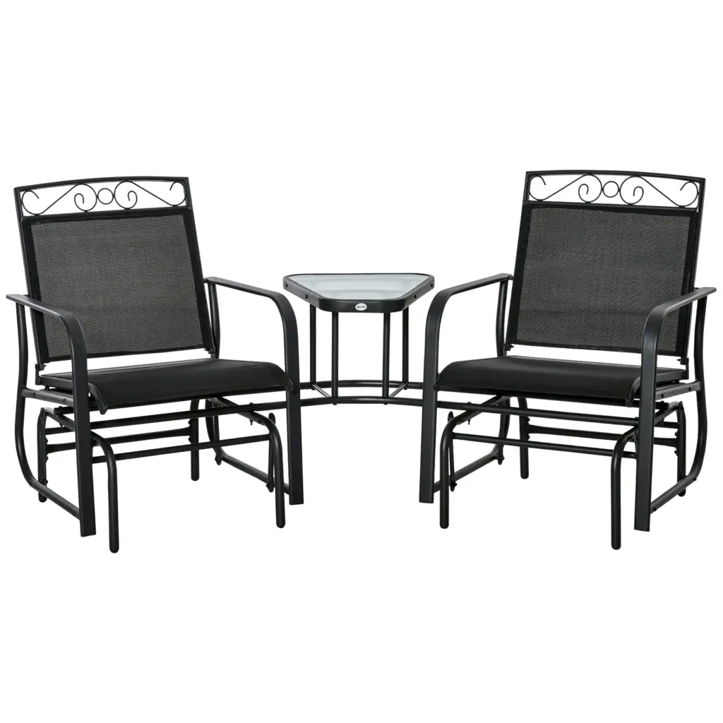 Outsunny Outdoor Glider Chairs Coffee Table Patio 2 Seat Rocking Chair Set aosom business