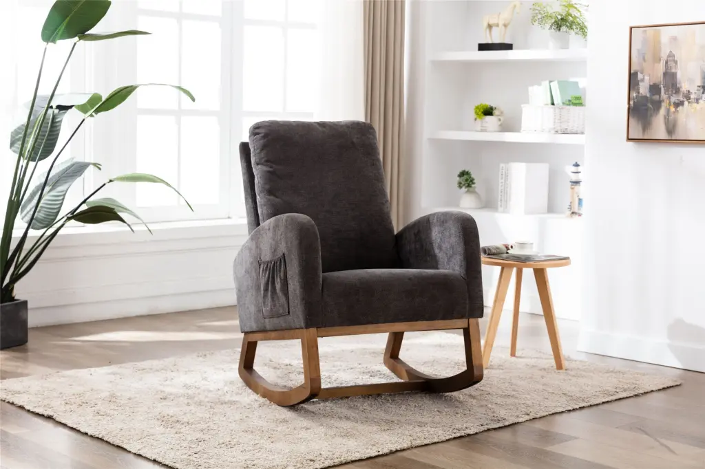 Coolmore Rocking Chair Modern Glider Recliner Armchair Wooden Frame coolmore w-395