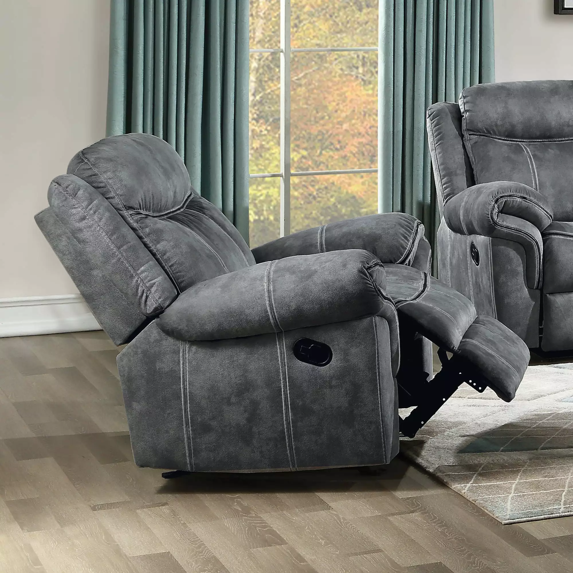 ACME Zubaida Glider Recliner 2-Tone Gray Velvet Upholstery