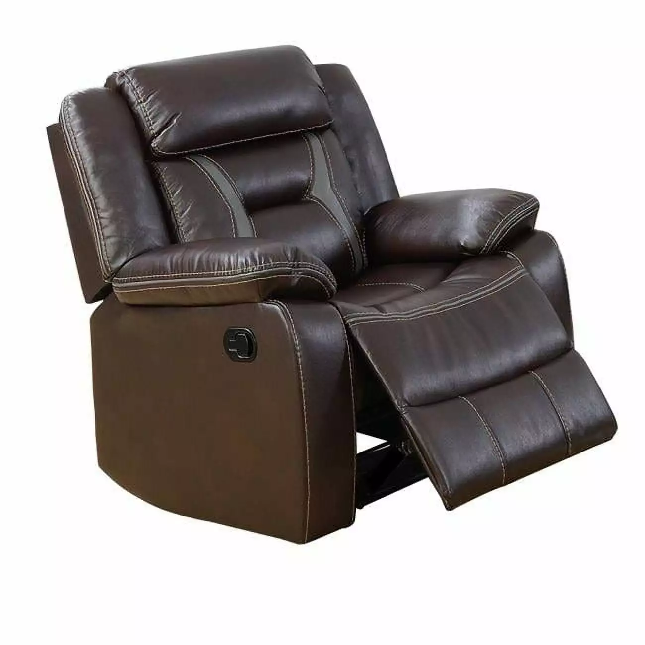 37 Leatherette Glider Recliner Pillow Arms Dark Brown Comfortable Living Room Chair DeluxDesigns