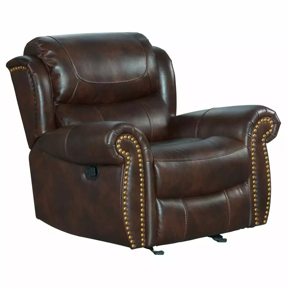 Intercon Furniture Hyde Park Faux Leather Manual Glider Recliner Tobacco
