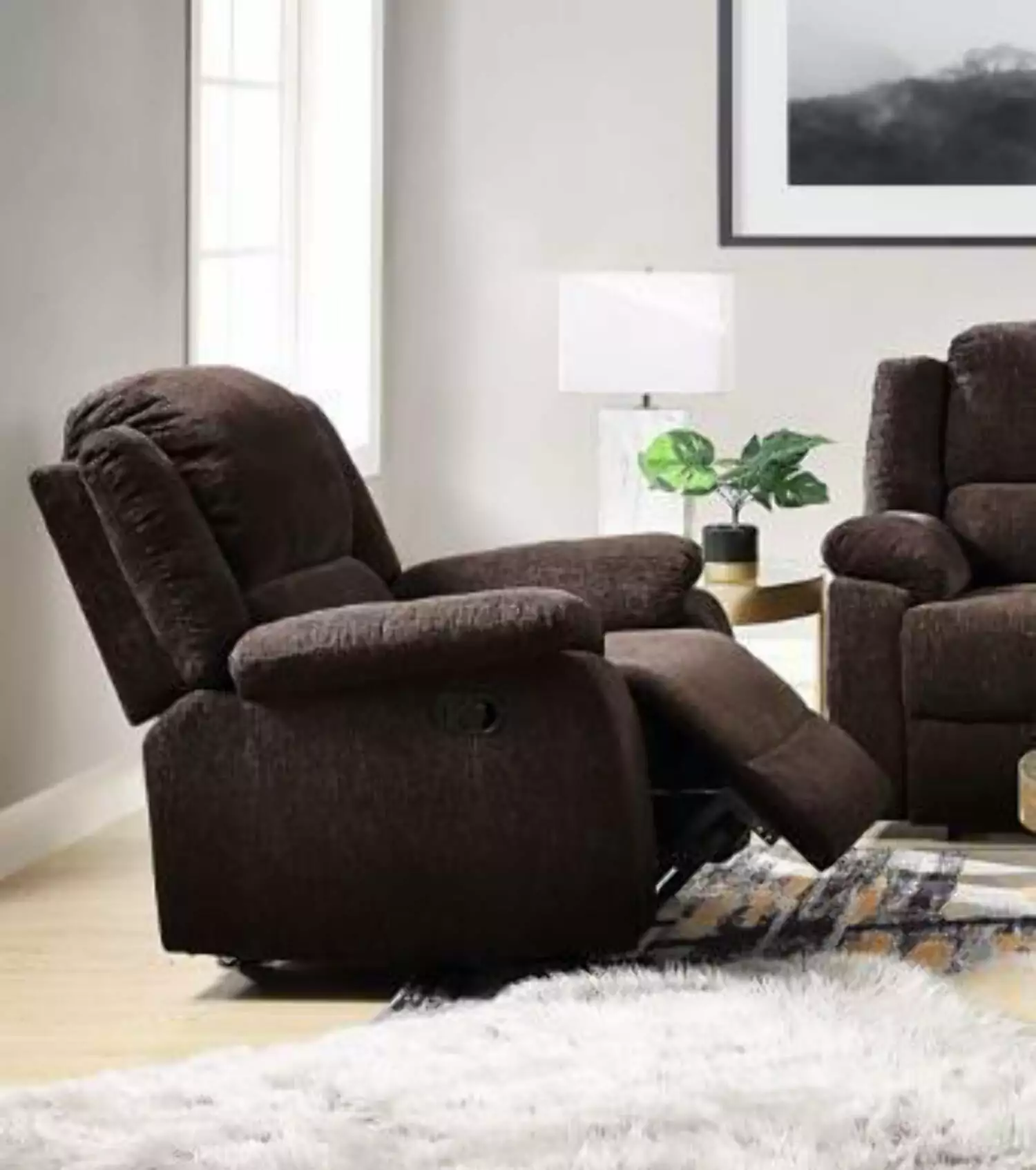 Madden Glider Recliner Brown Chenille Nursery or Living Room Comfort