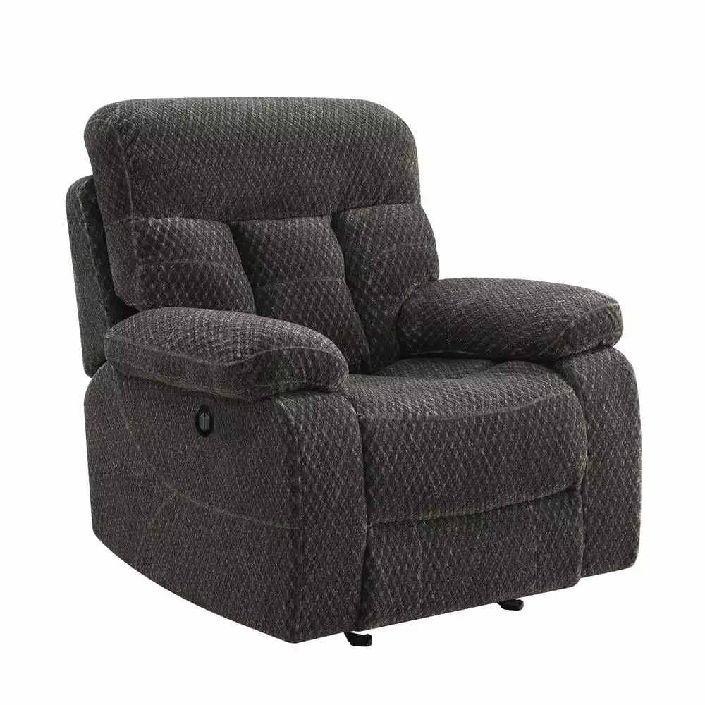 New Classic Furniture Bravo Polyester Fabric Power Glider Recliner Charcoal - Modern Living Room Seating