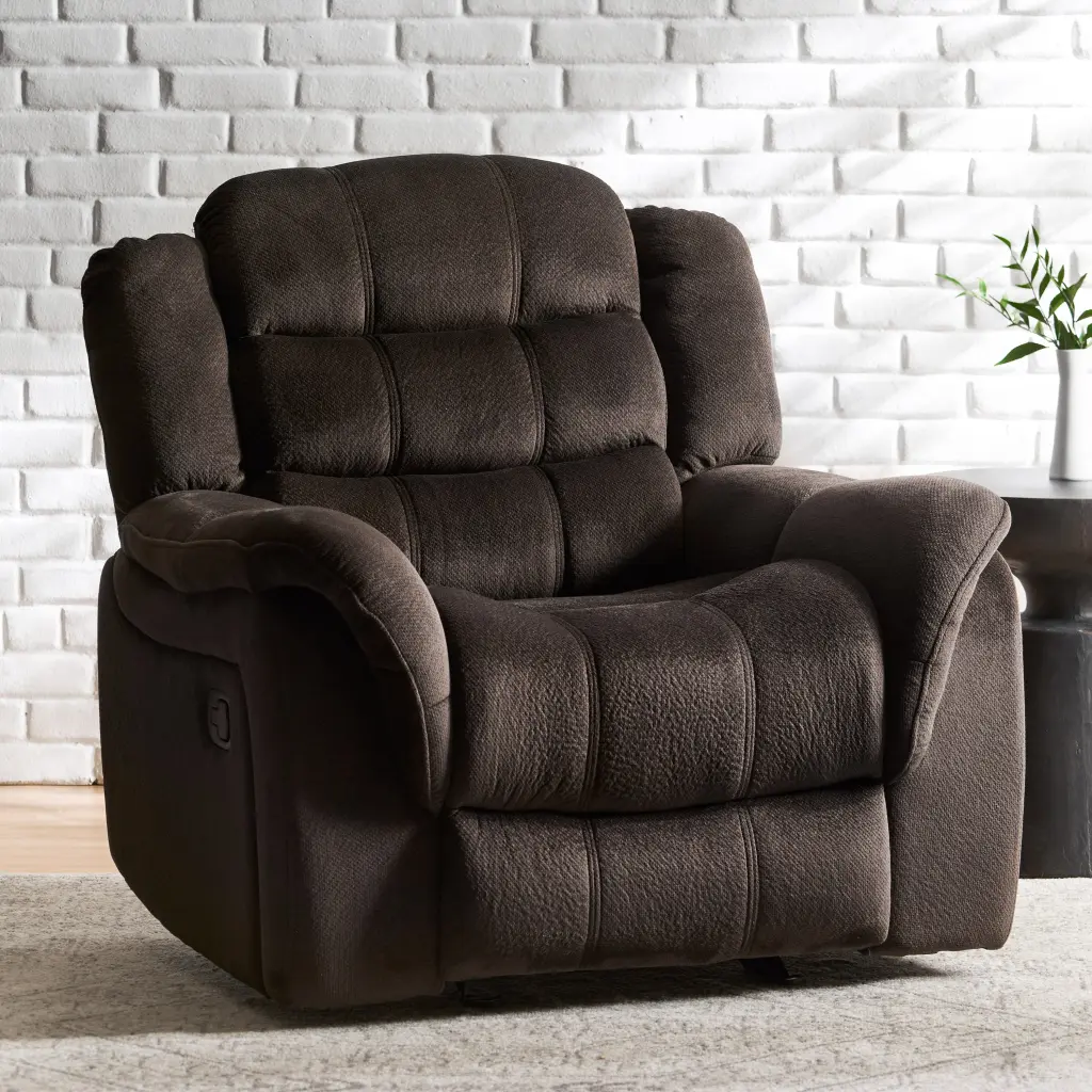 Timeless Design Brown Plush Fabric Glider Recliner nh-ocean furniture