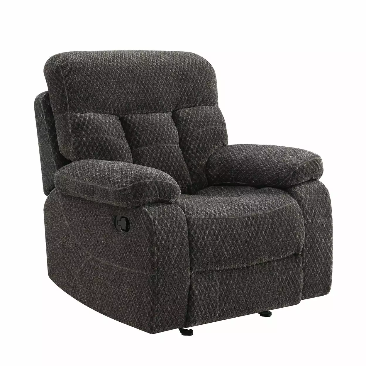Charl 41 Inch Glider Recliner Armchair Plush Tufted Backrests Charcoal - Saltoro Sherpi