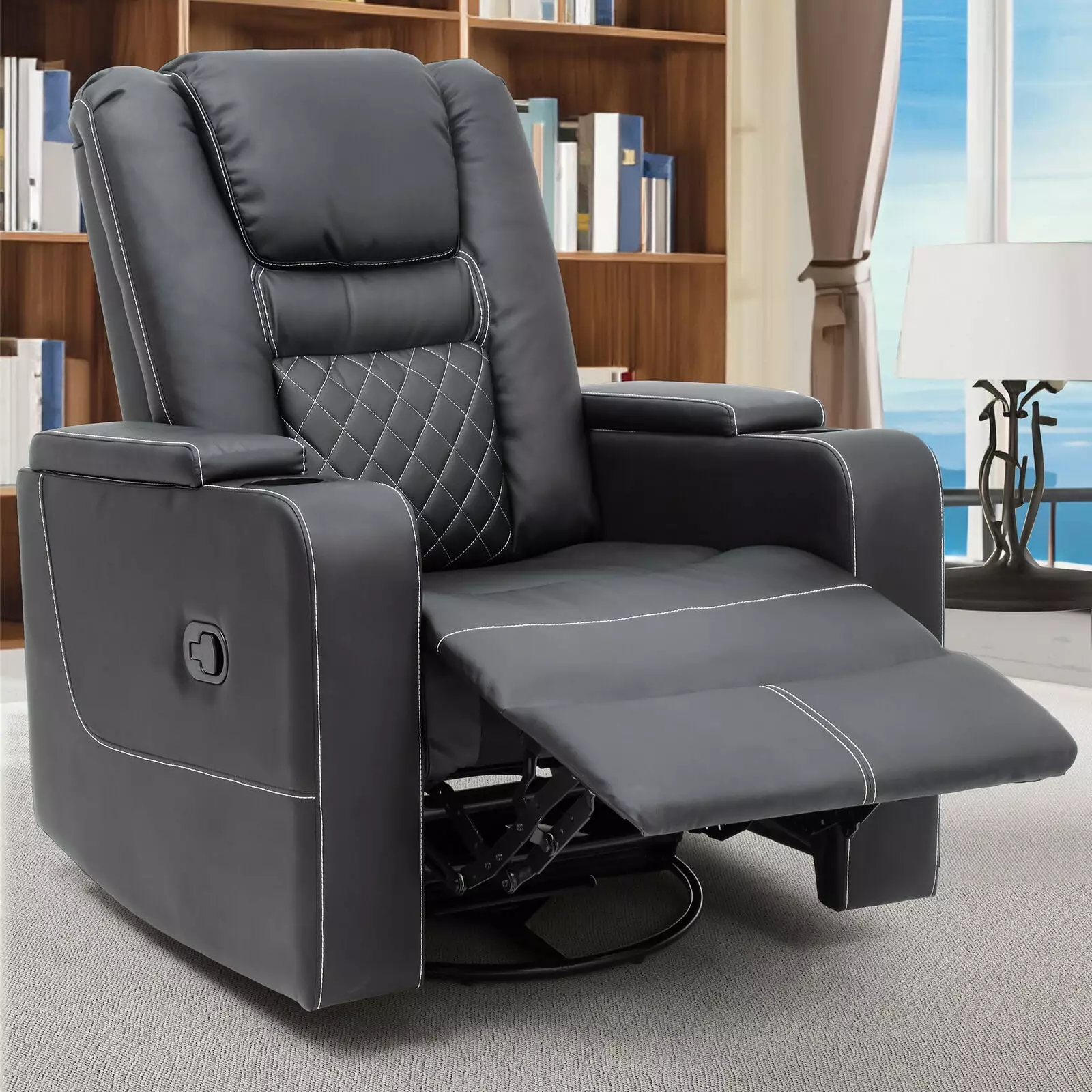 ZGBY Swivel Glider Rocker Recliner Chair Cup Holders Home Theater Seating ZGBY Home Products