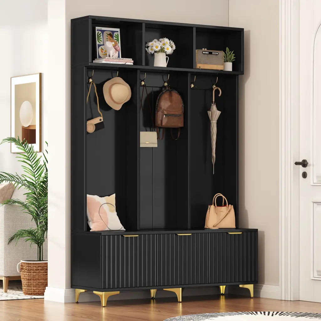 Modern Large Storage Hall Tree Bench Multi Practical Storage Bench on-trend