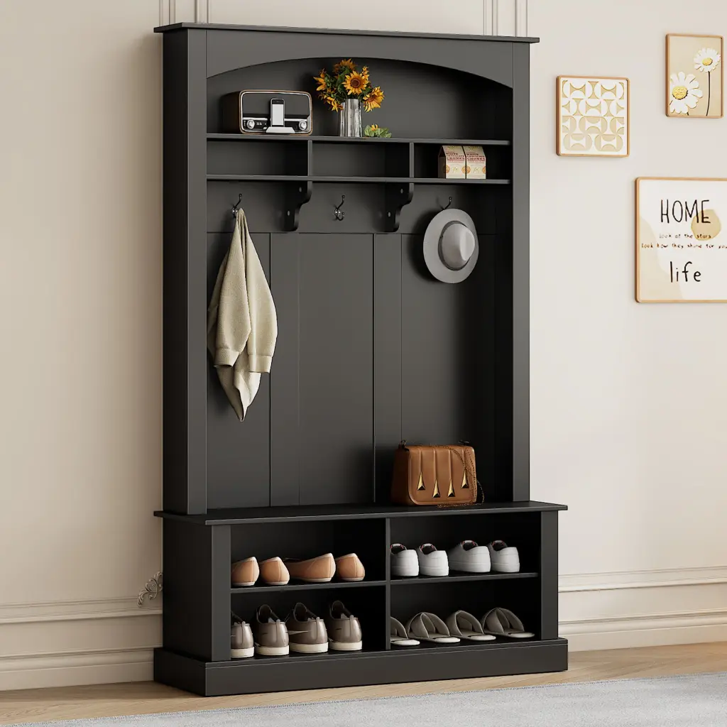 47.2'' Wide Hall Tree Bench and Shoe Storage Practical Entryway rnb