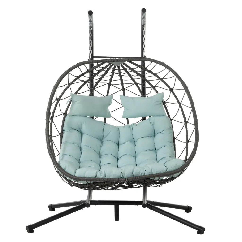 2 Persons Egg Chair Stand Indoor Outdoor Swing Chair Patio Wicker dream honor