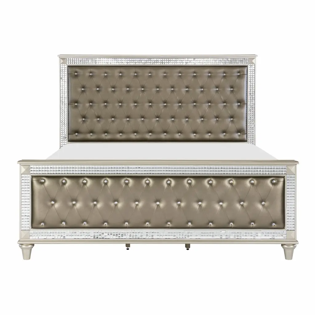 Glamorous Champagne Finish Queen Bed Upholstered Headboard 1Pc kanepe