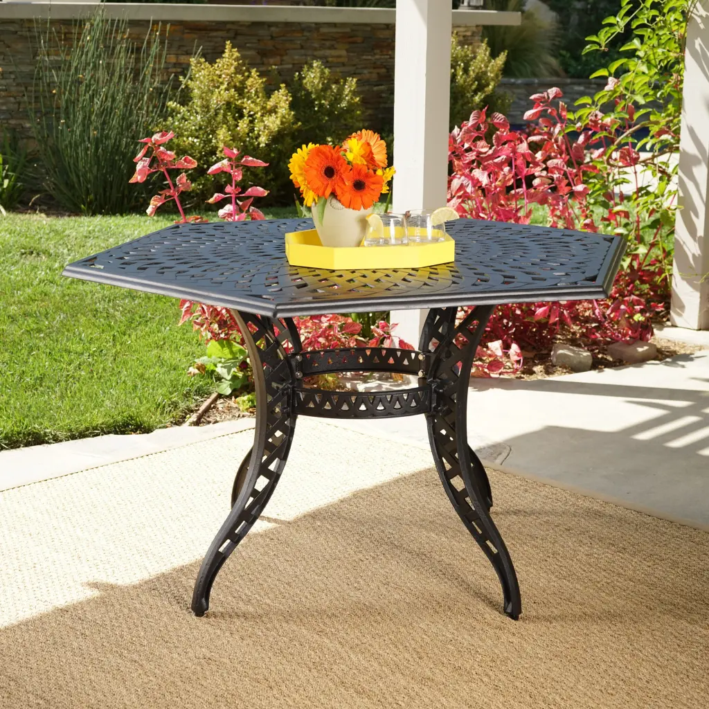 Cayman Arch II Mesh Hex Table Black Aluminum Outdoor Furniture nh-ihave