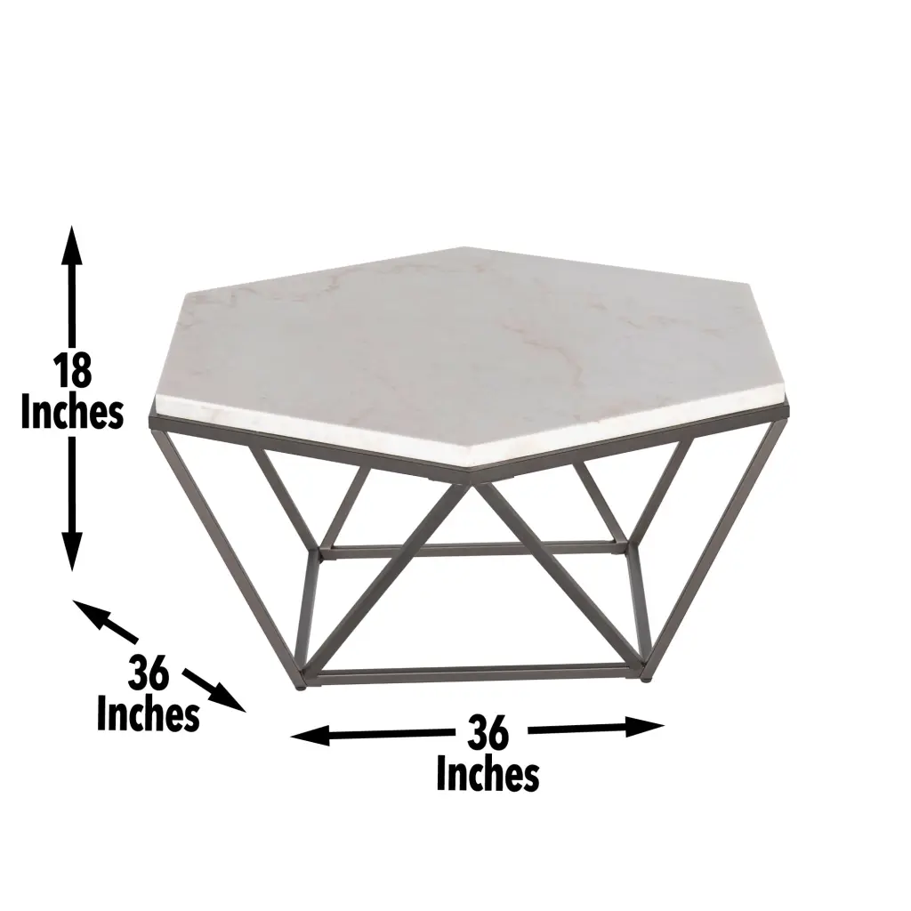 Corvus White Marble Top Hexagon Side Table Living Room steve silver furniture