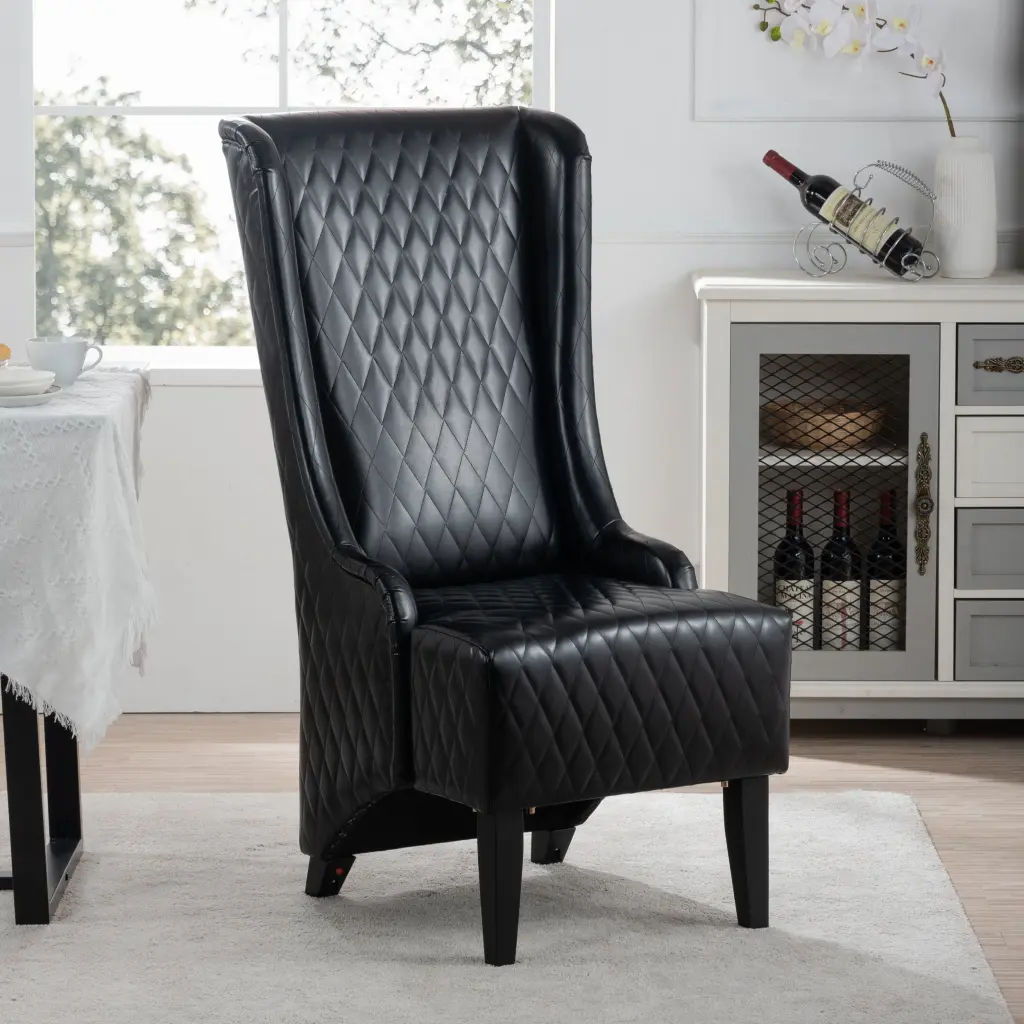 23.03 Inch Wide Faux Leather High Back Accent Chair Wing Support Comfortable rnb