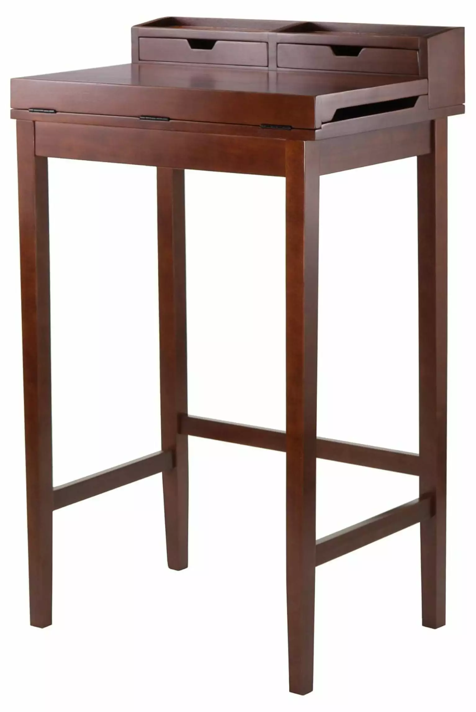 Yunwen 94628 High Desk Writing Area and Hutch Walnut Home Office Furniture