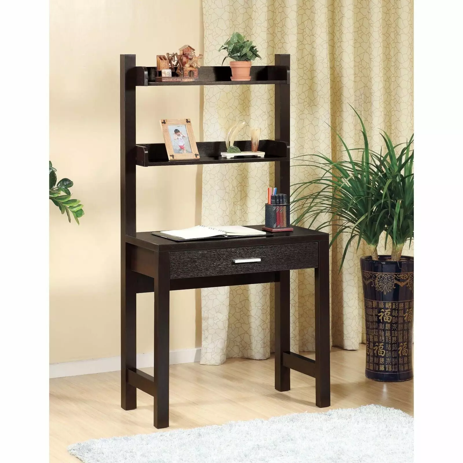 One Cabinet Desk Two Shelves Red Cocoa Home Office Storage Desk DJ Corp Design