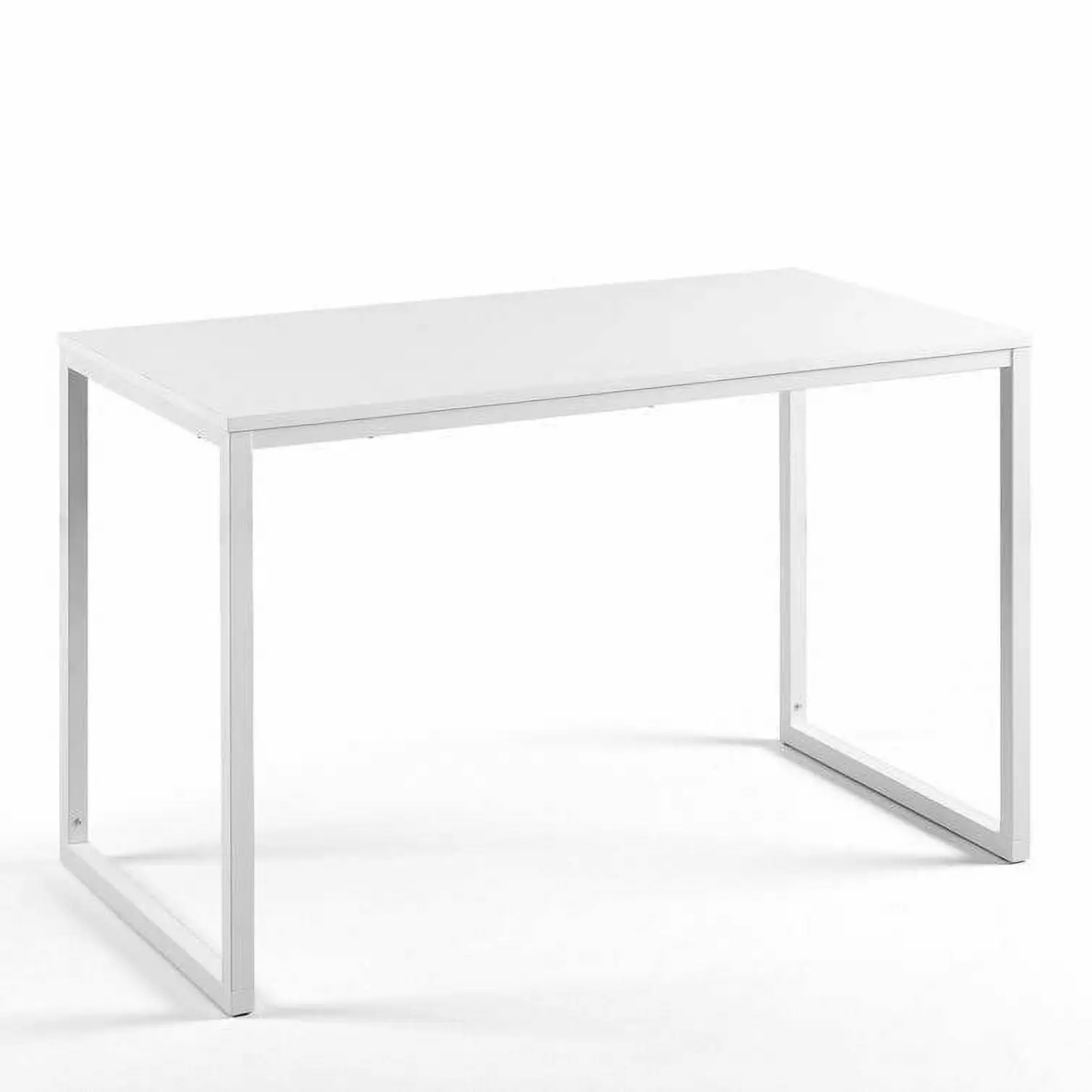 Modern Home Office Desk White Metal Frame and Wood Top Study and Work Fast Furnishing
