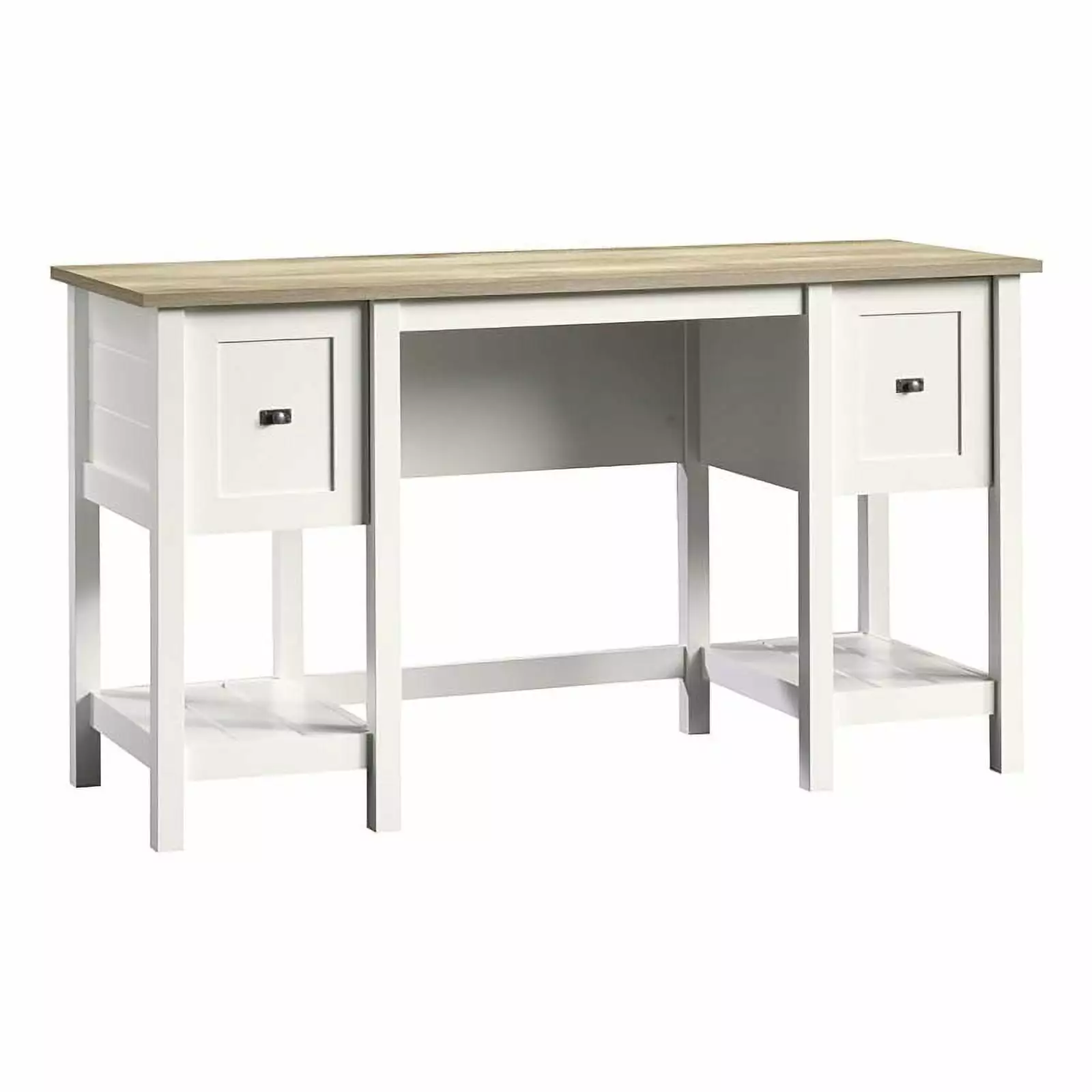 Pemberly Row Contemporary Wood Home Office Desk Soft White Oak