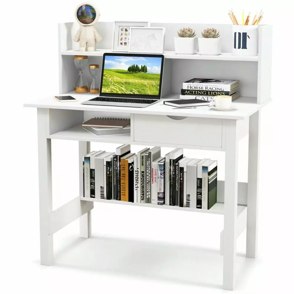 Resenkos Home Office Computer Desk Storage Shelves and Drawer Work and Study