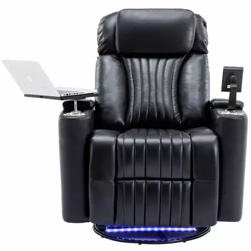 270° Power Swivel Recliner Chair Hidden Storage LED Light and Cup Holder Hypeshops