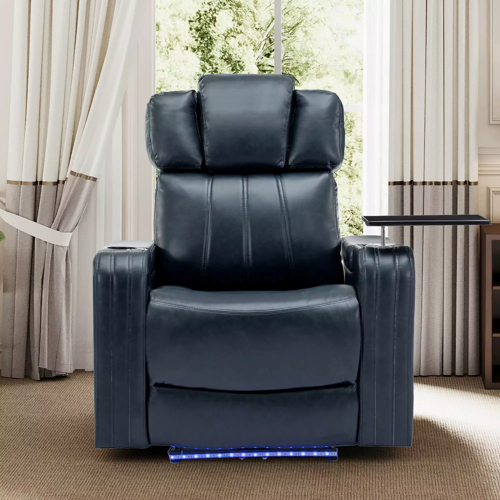 PU Leather Power Recliner Cooling Cup Holder and Bluetooth Speaker - Home Theater Seating Jamini