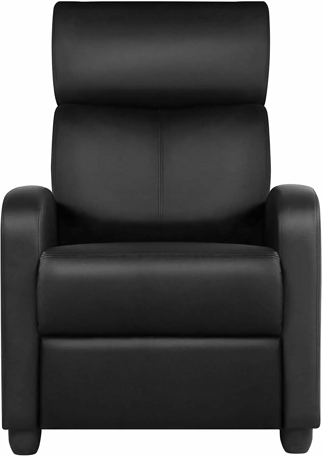 Home Theater Seating PU Leather Recliner Chair Modern Single Living Room Reclining Sofa Pocket Spring Black LukeMax