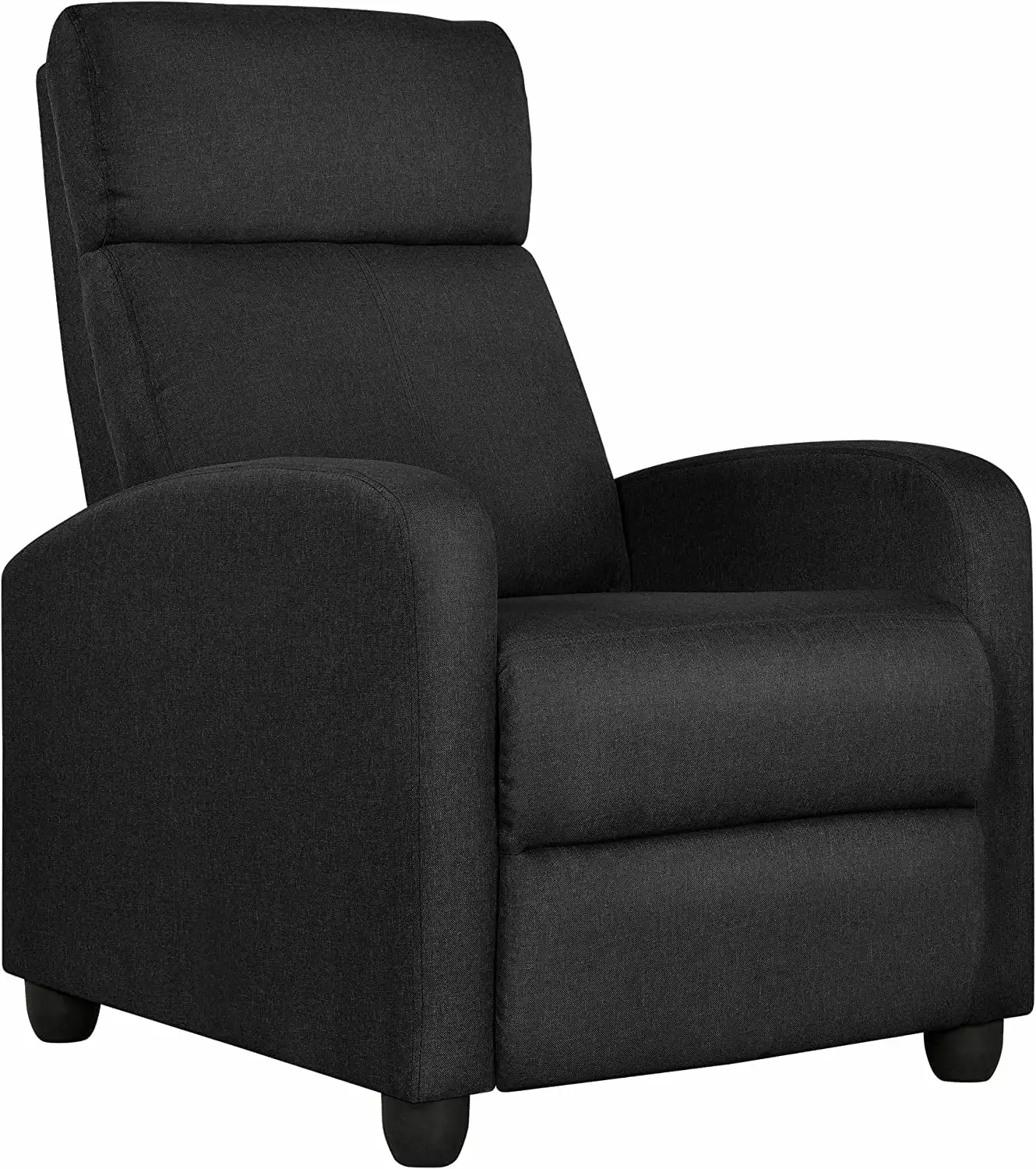 Home Theater Seating Black Fabric Recliner Chair Pocket Spring WW