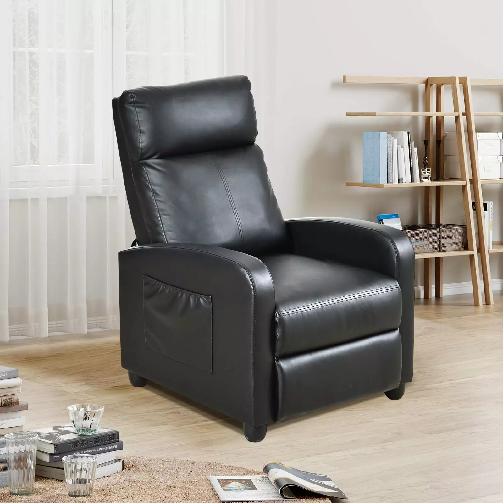 Homiyad Recliner Chair PU Leather Adults Recliners Home Theater Seating Lumbar Support