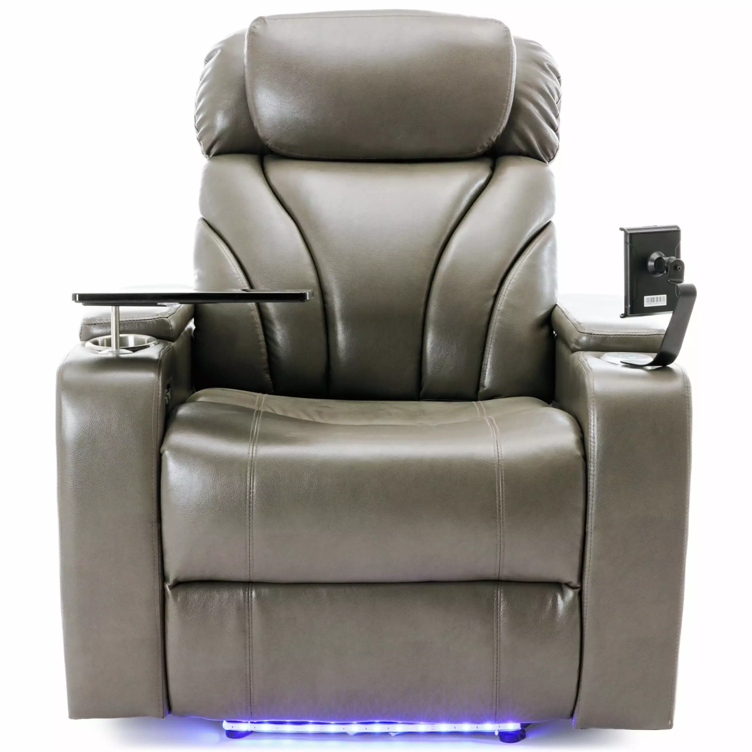 Power Motion Recliner USB Charging Port Hidden Arm Storage and Stereo Grey Mikeor