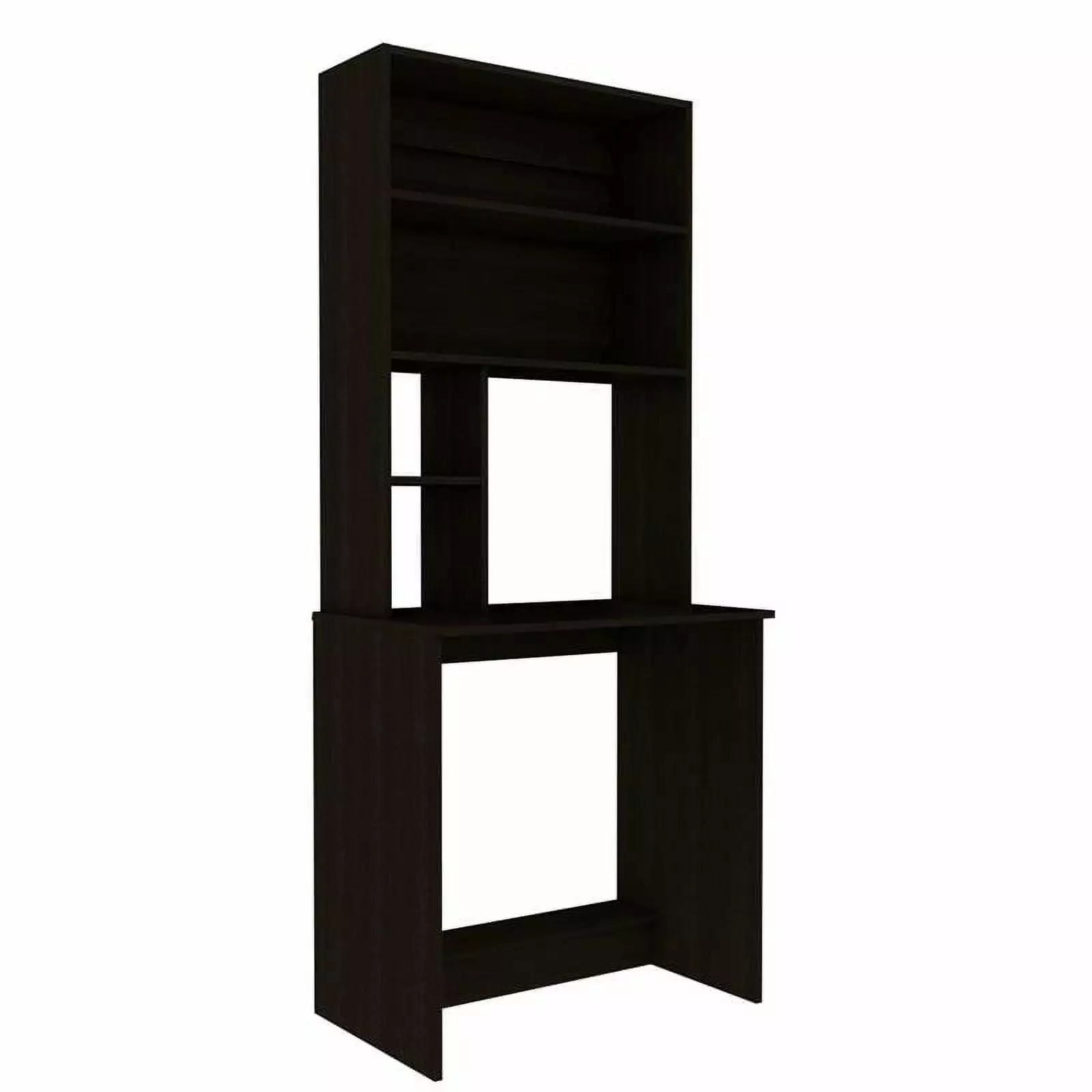 Pemberly Row Contemporary Hutch Desk Engineered Wood Desks Black - Modern Home Office Furniture